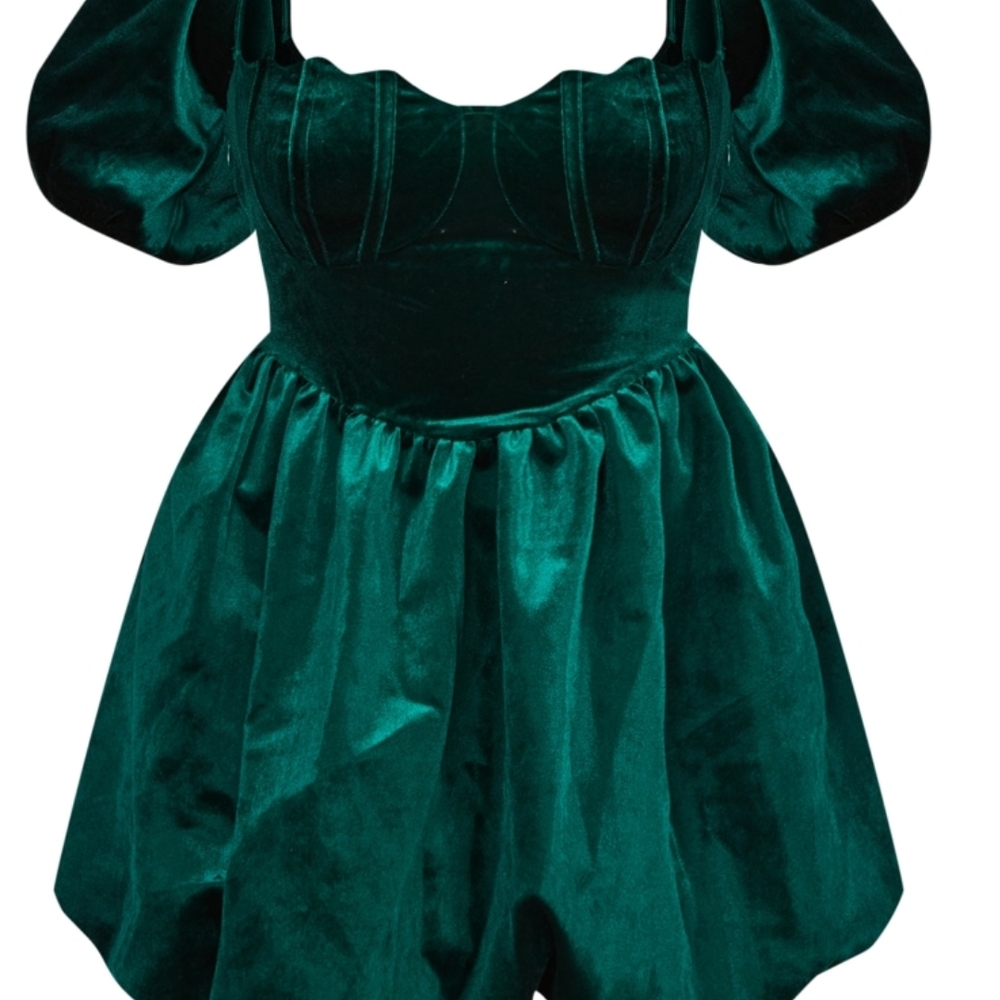 Elegant Green Velvet Dress